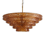 Glacelle Tiered Textured Glass Chandelier — Amber & Gold
