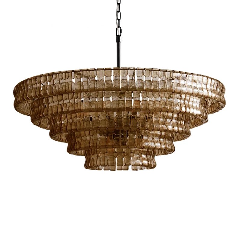 Glacelle Tiered Textured Glass Chandelier — Smoke Grey & Black