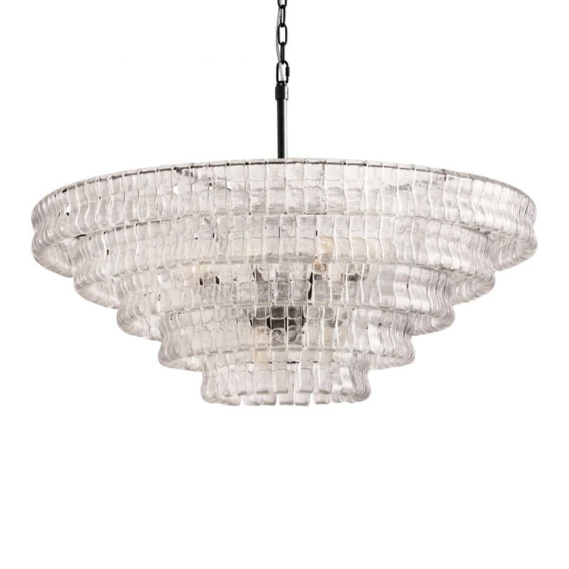 Glacelle Tiered Textured Glass Chandelier — Clear & Black