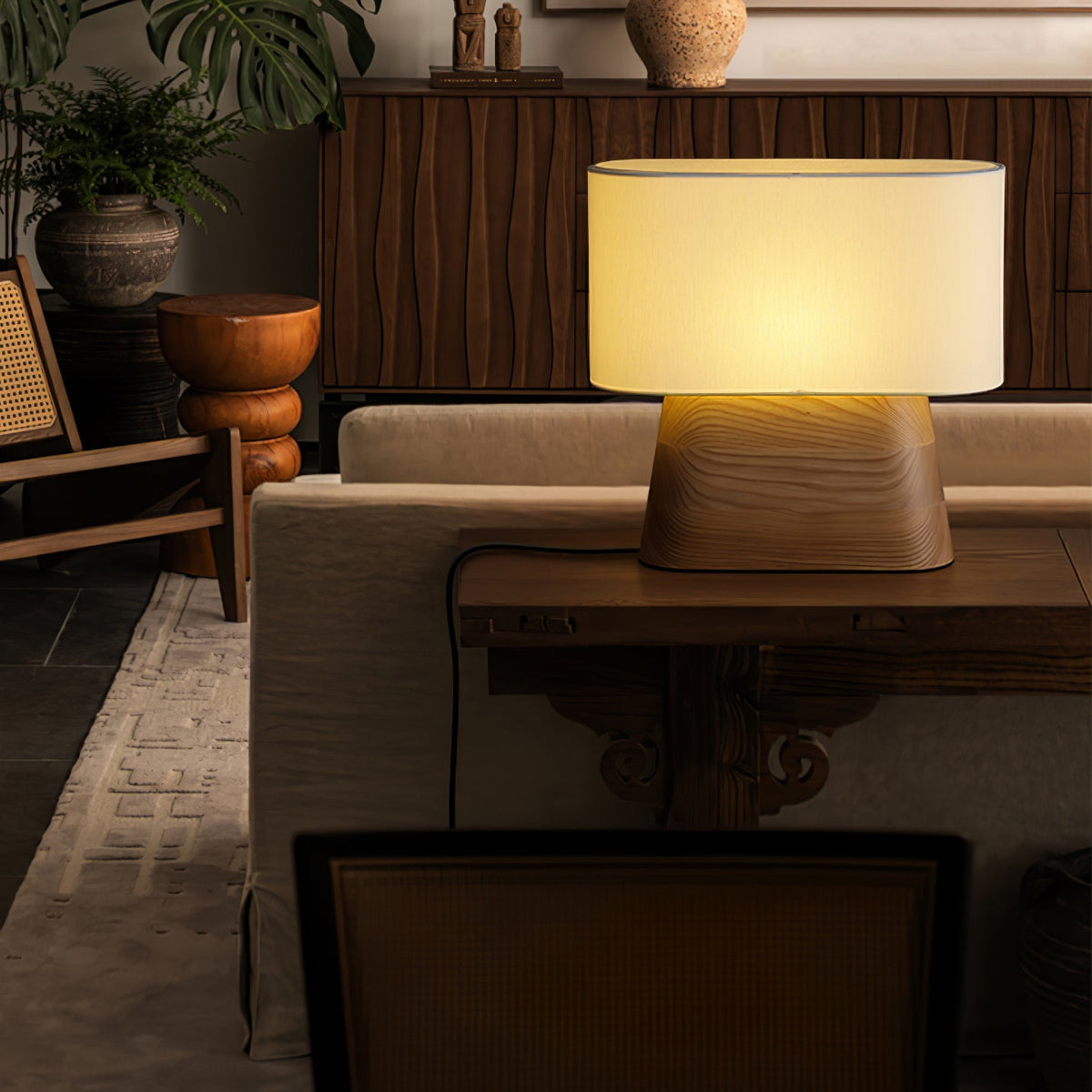 Habitat Wood and Fabric Table Lamp - product view 9