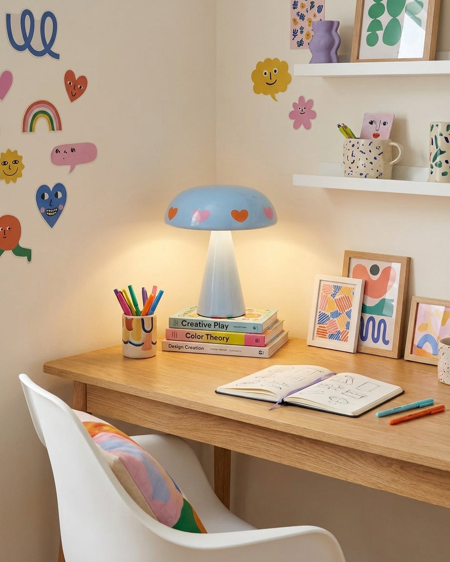 Harela Heart-Print Rechargeable Mushroom Lamp — product, finish and specification view 6