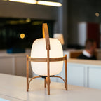 Haven Wood & Glass Plug-In Lantern Lamp — product, finish and specification view 2