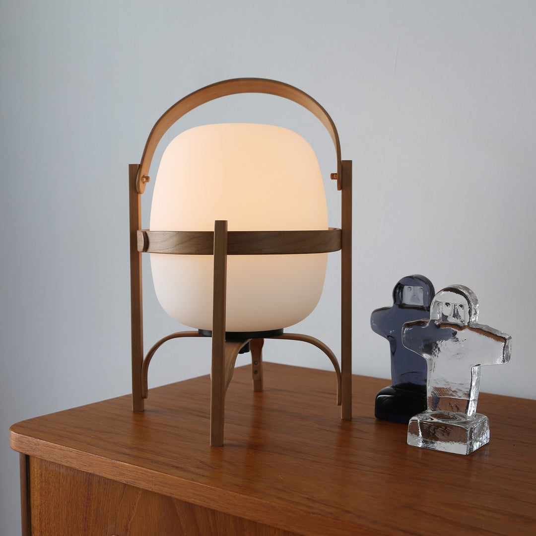 Haven Wood & Glass Plug-In Lantern Lamp — product, finish and specification view 5