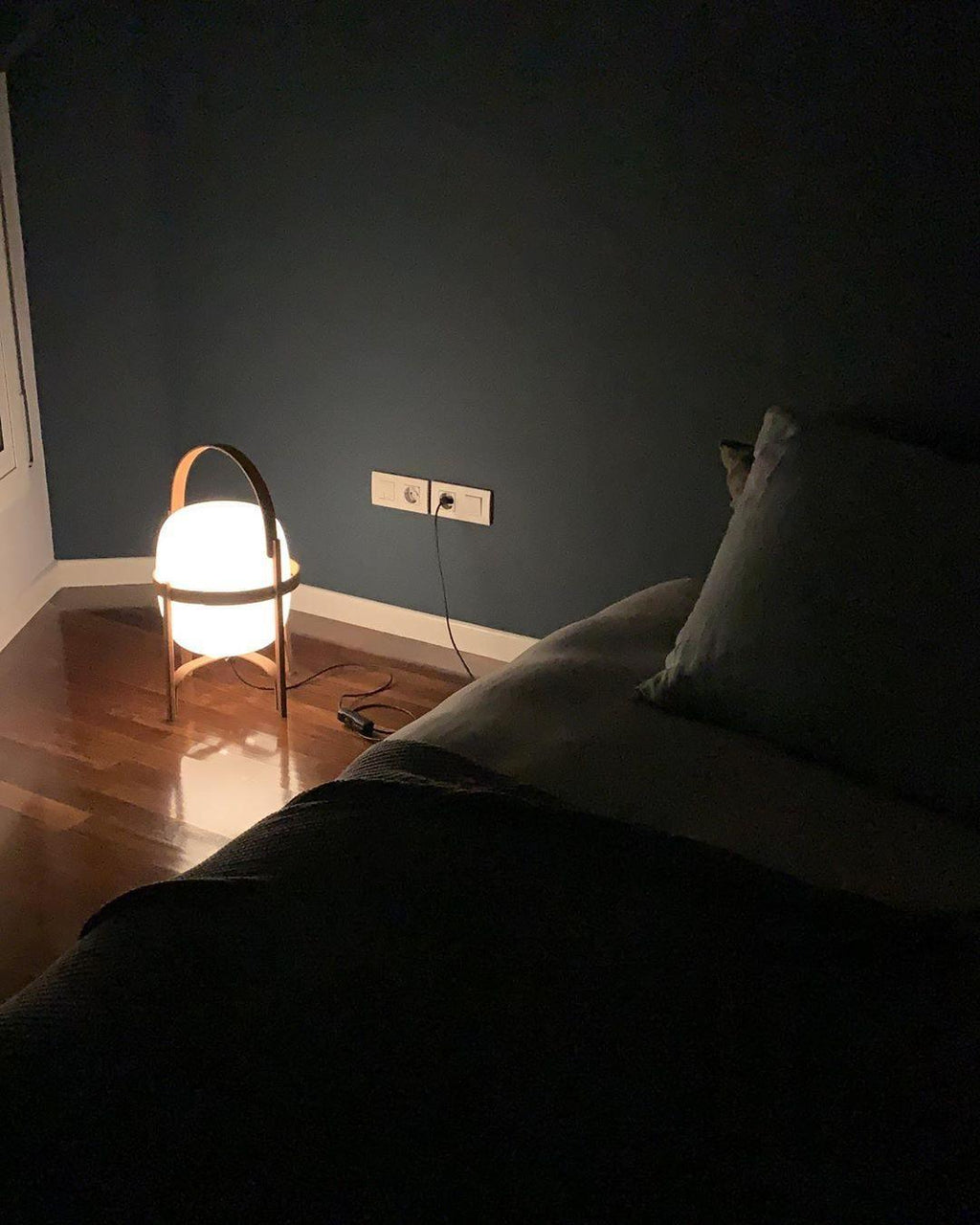 Haven Wood & Glass Plug-In Lantern Lamp — product, finish and specification view 26