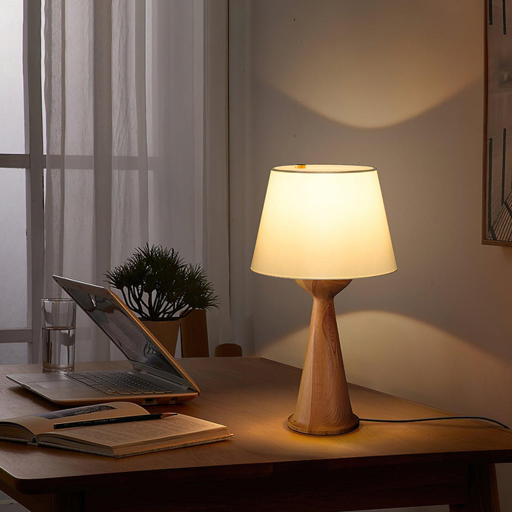 Hourglass Wood Table Lamp — product and interior detail 6