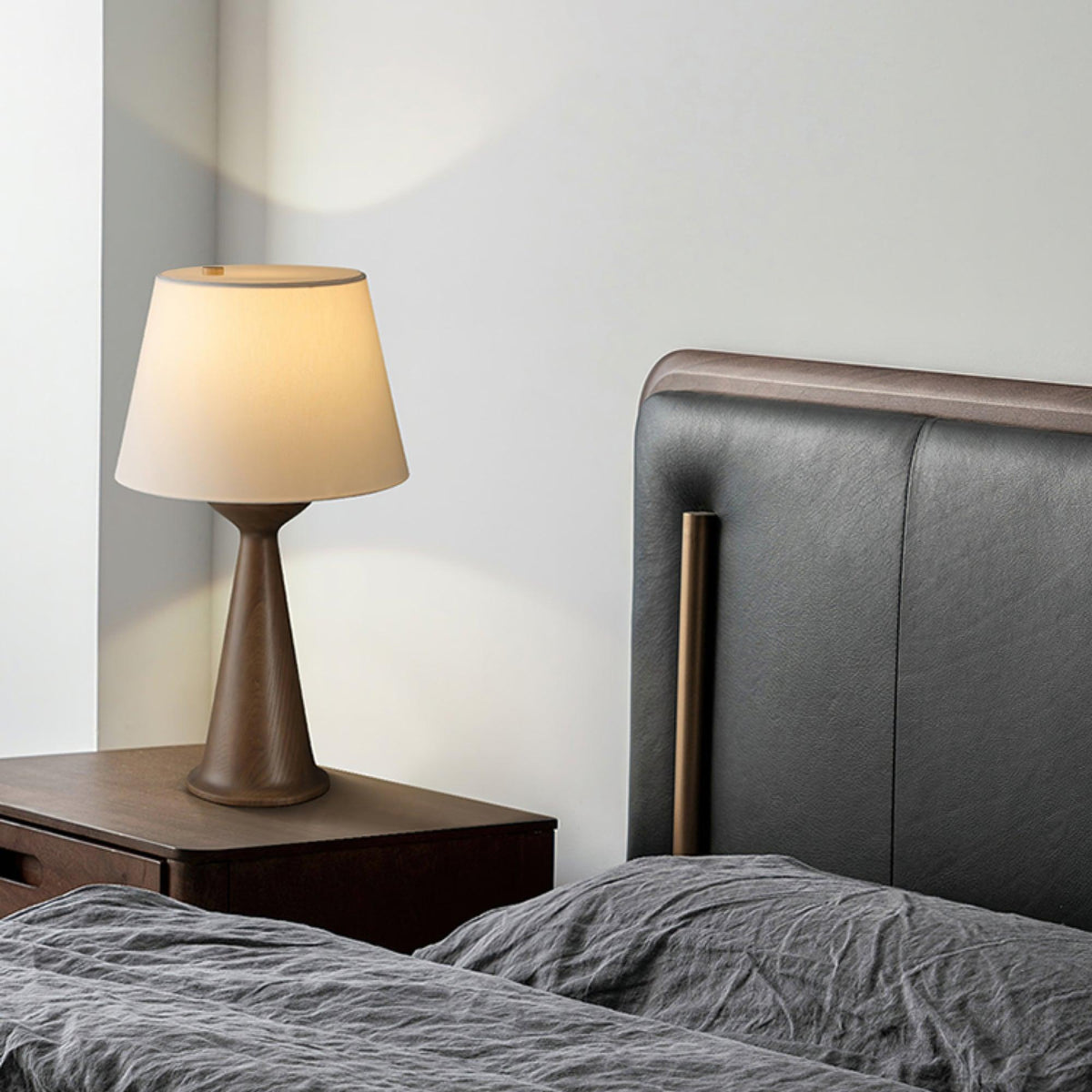 Hourglass Wood Table Lamp — product and interior detail 7
