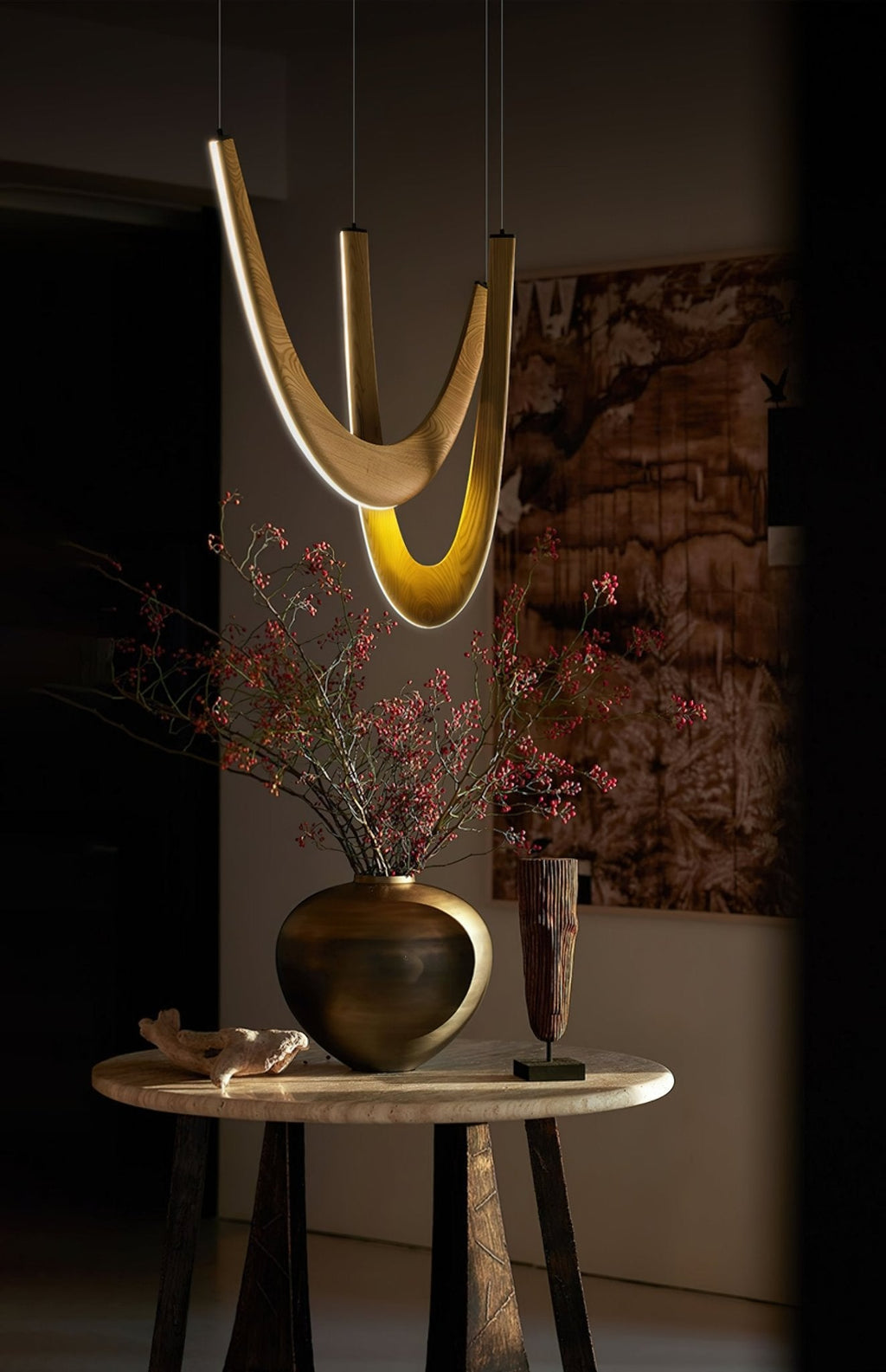 Interlace U-Shaped Wood LED Pendant Light - product view 4