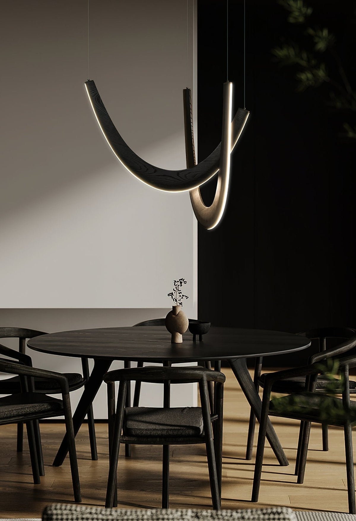 Interlace U-Shaped Wood LED Pendant Light - product view 7