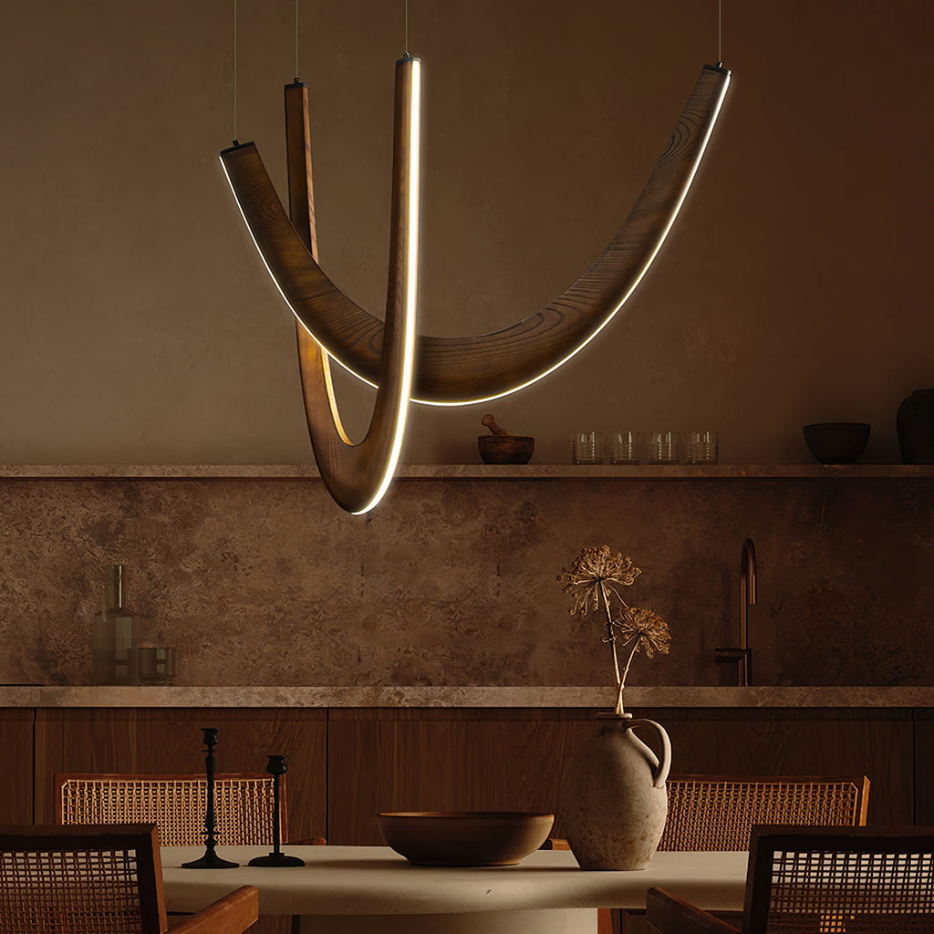 Interlace U-Shaped Wood LED Pendant Light - product view 11