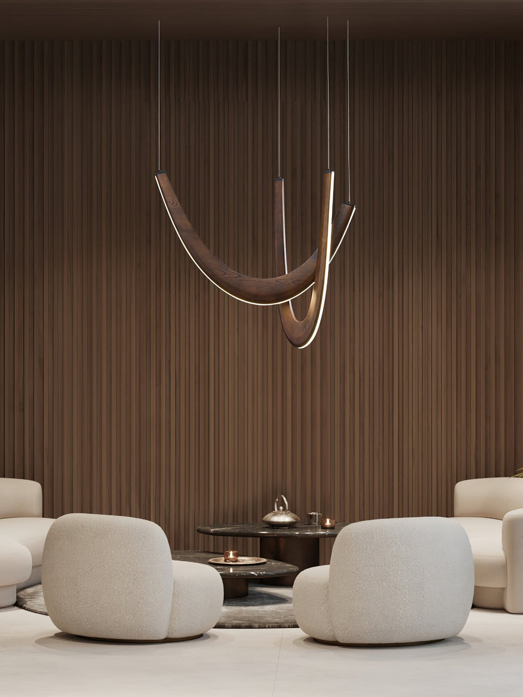 Interlace U-Shaped Wood LED Pendant Light - product view 12