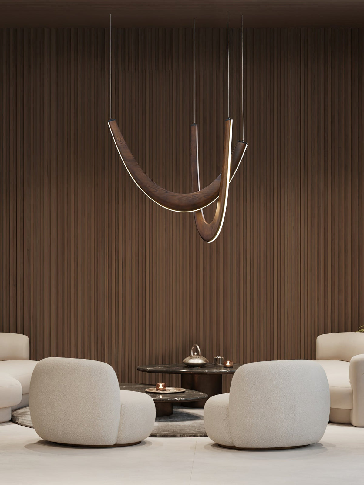Interlace U-Shaped Wood LED Pendant Light - product view 12
