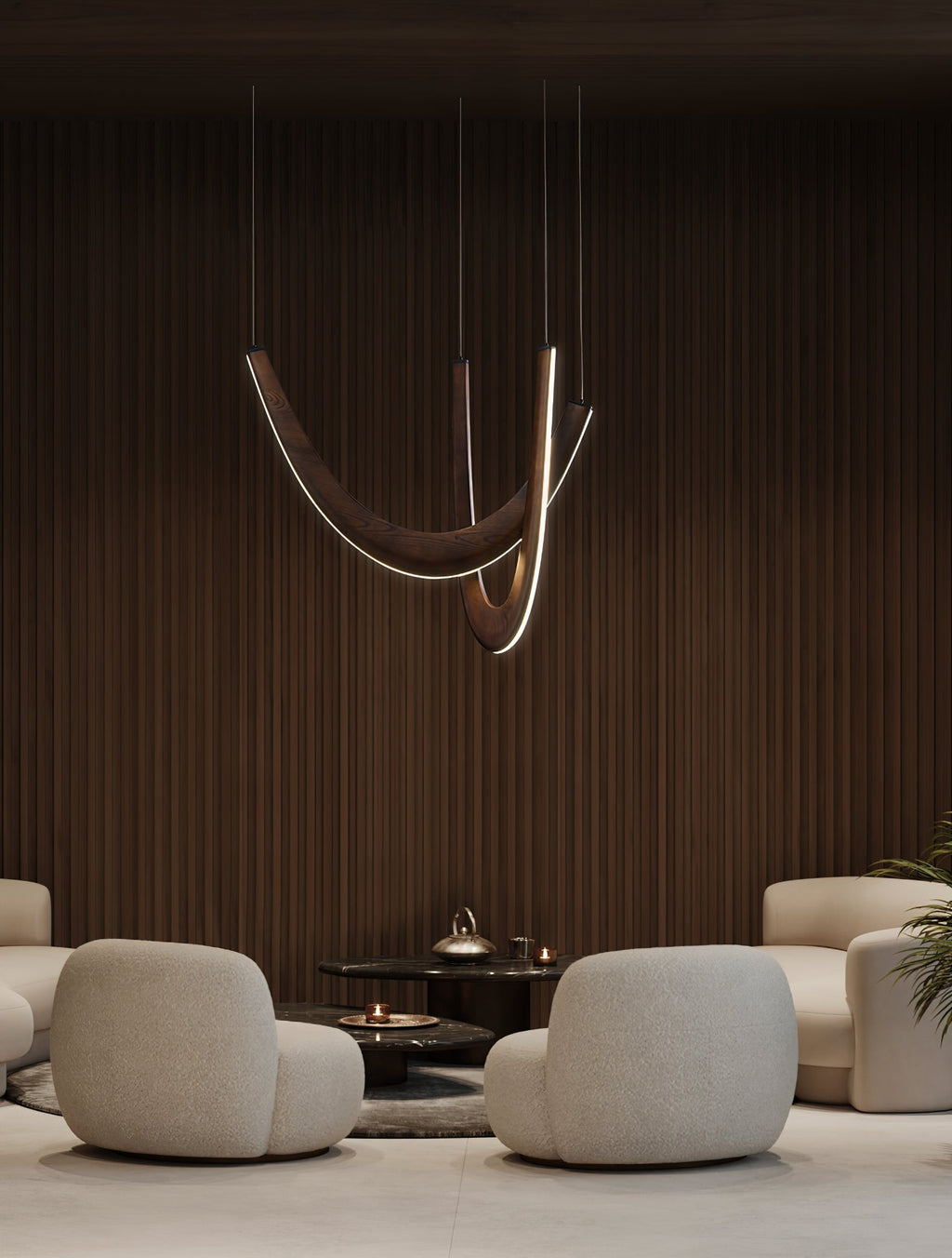 Interlace U-Shaped Wood LED Pendant Light - product view 13