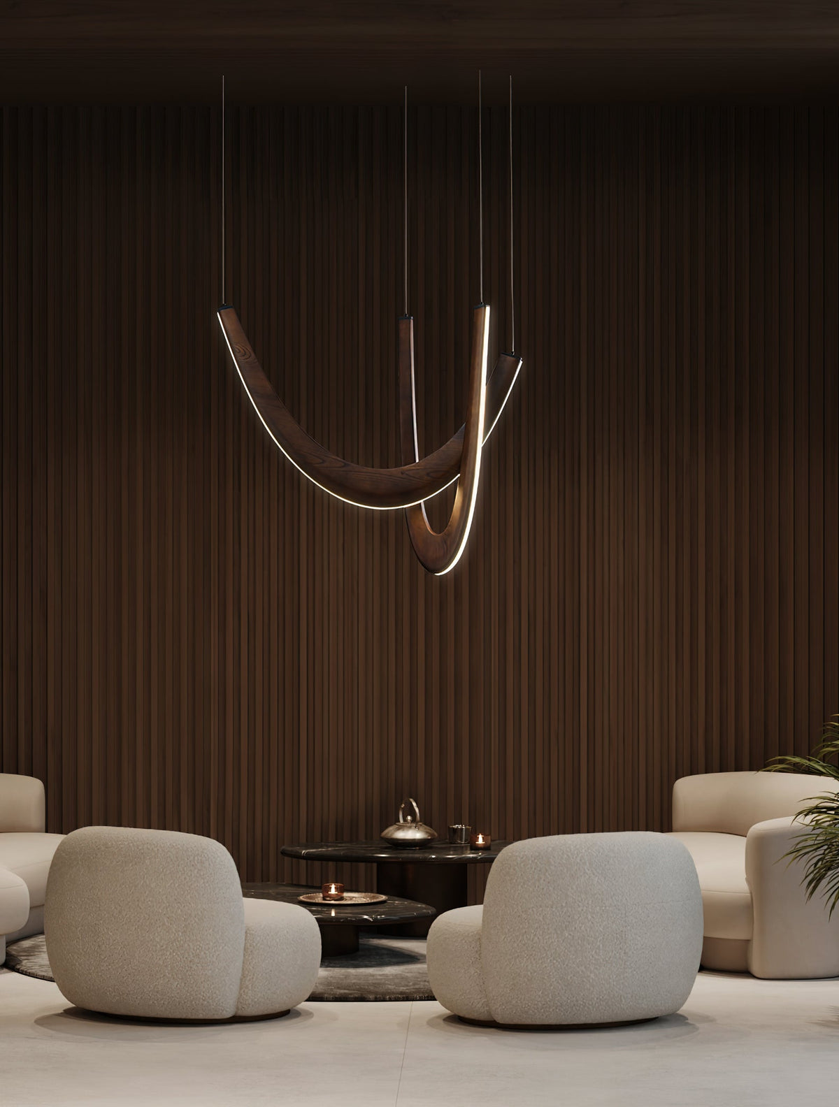 Interlace U-Shaped Wood LED Pendant Light - product view 13
