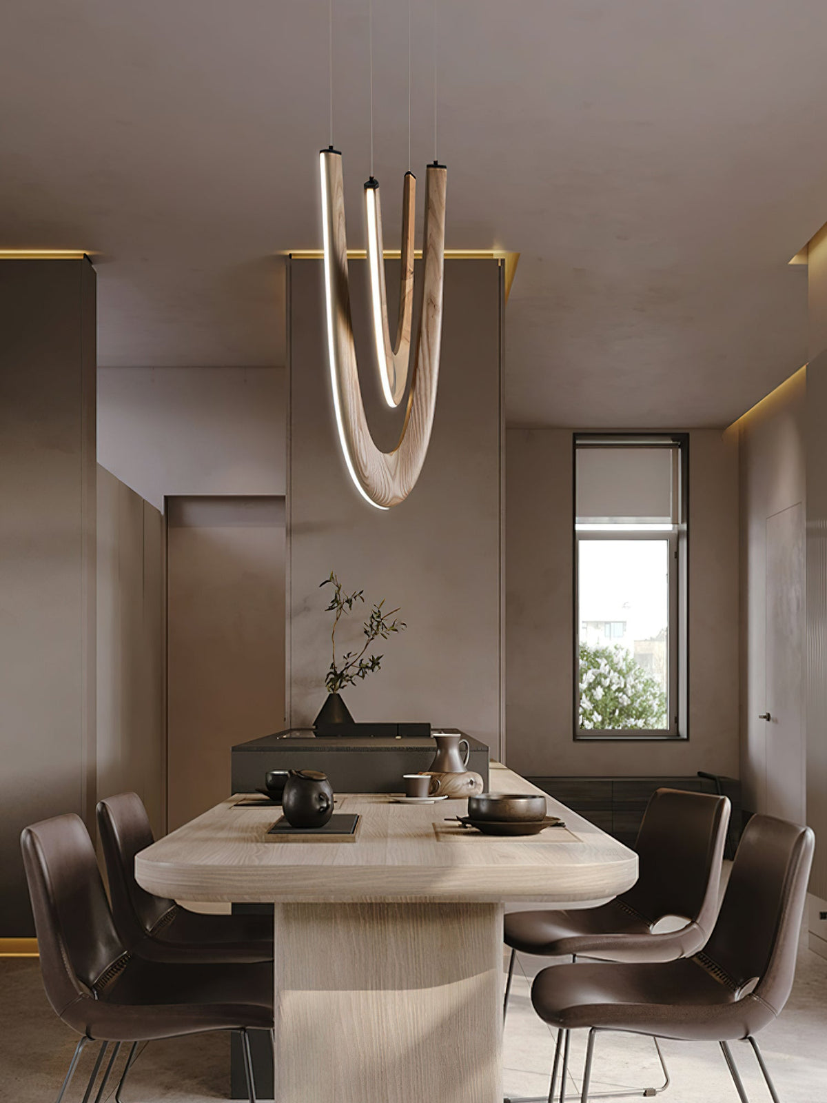 Interlace U-Shaped Wood LED Pendant Light - product view 15