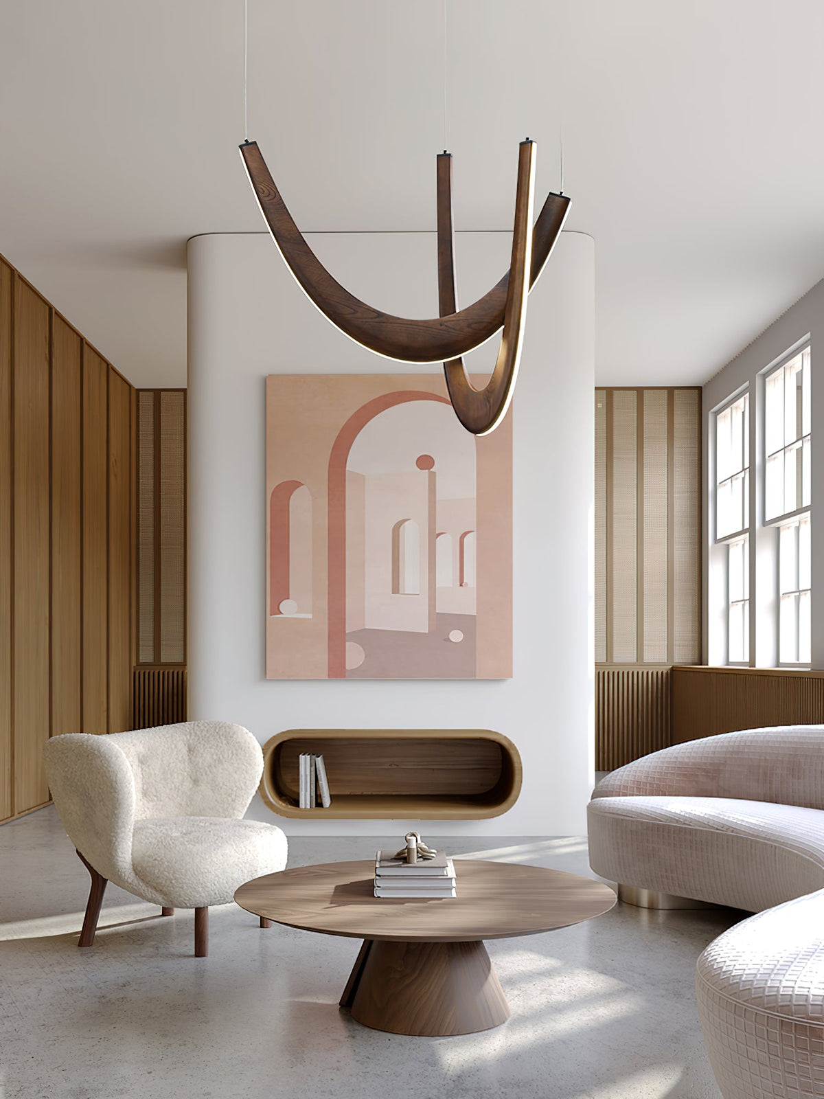 Interlace U-Shaped Wood LED Pendant Light - product view 17