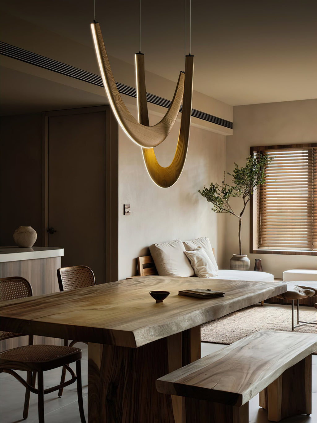 Interlace U-Shaped Wood LED Pendant Light - product view 21