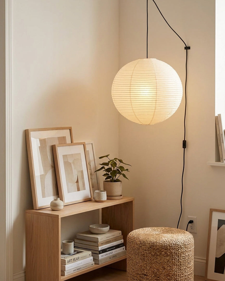 Japanese Paper Swag Plug-In Pendant – pendant light view 18