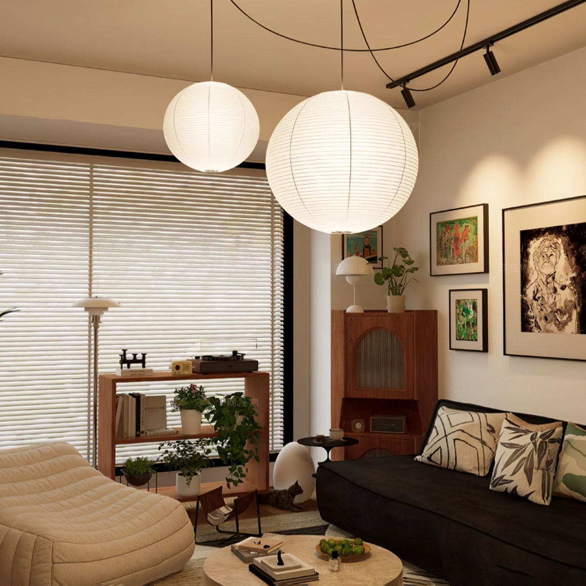 Japanese Paper Swag Plug-In Pendant – pendant light view 19