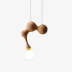 Jenna Sculptural Wood-Finish Globe Pendant Light - product view 1
