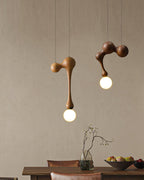 Jenna Sculptural Wood-Finish Globe Pendant Light - product view 4