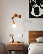 Jenna Sculptural Wood-Finish Globe Pendant Light - product view 6