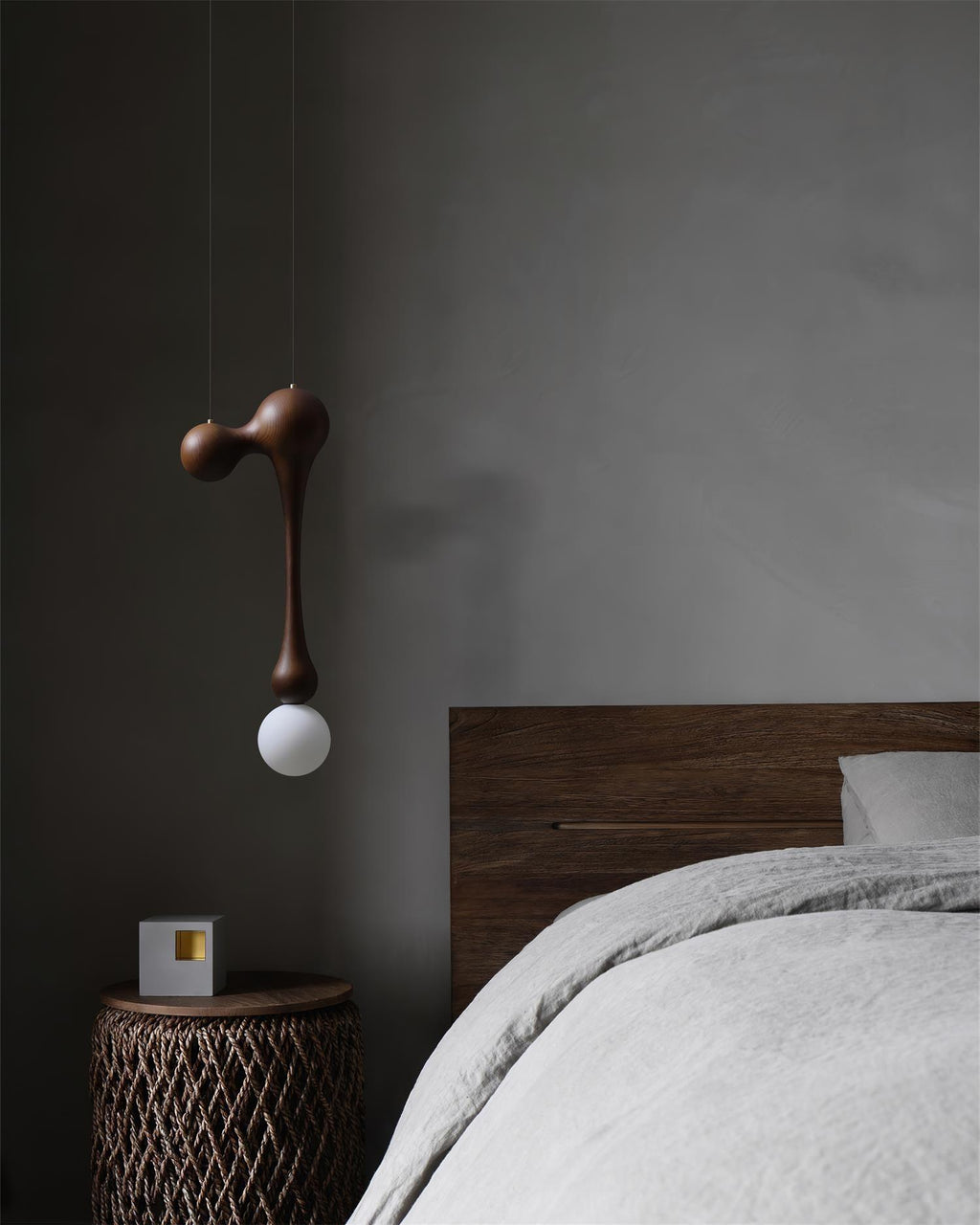 Jenna Sculptural Wood-Finish Globe Pendant Light - product view 9