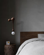 Jenna Sculptural Wood-Finish Globe Pendant Light - product view 9