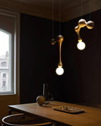 Jenna Sculptural Wood-Finish Globe Pendant Light - product view 14
