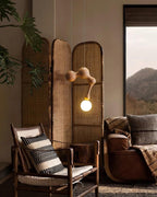 Jenna Sculptural Wood-Finish Globe Pendant Light - product view 15
