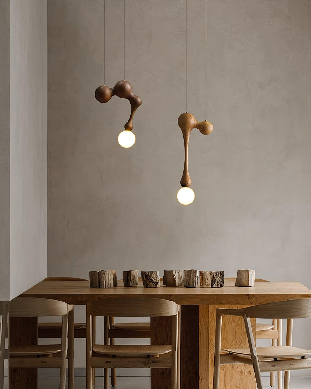 Jenna Sculptural Wood-Finish Globe Pendant Light - product view 16