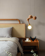 Jenna Sculptural Wood-Finish Globe Pendant Light - product view 17