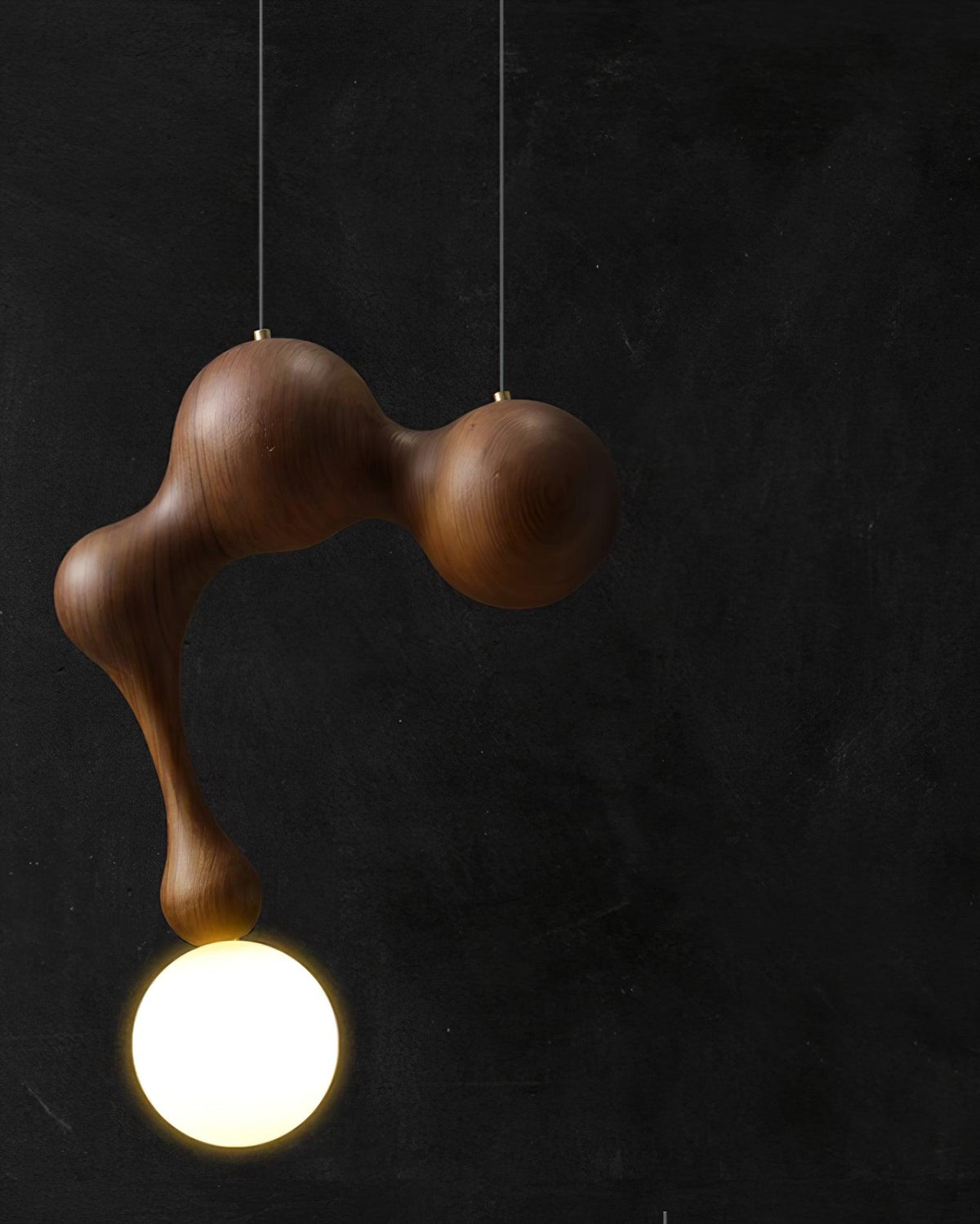 Jenna Sculptural Wood-Finish Globe Pendant Light - product view 22