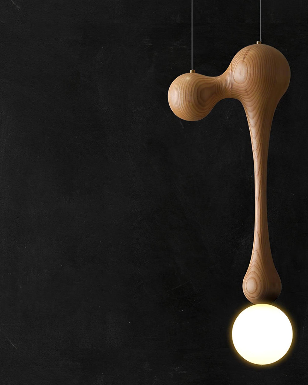 Jenna Sculptural Wood-Finish Globe Pendant Light - product view 23