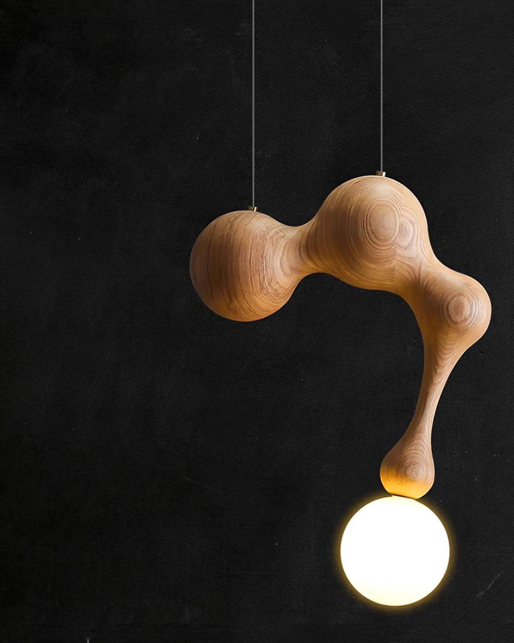 Jenna Sculptural Wood-Finish Globe Pendant Light - product view 24