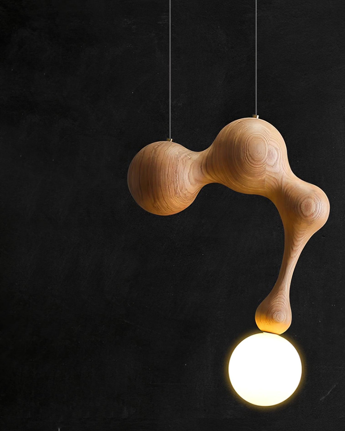 Jenna Sculptural Wood-Finish Globe Pendant Light - product view 24