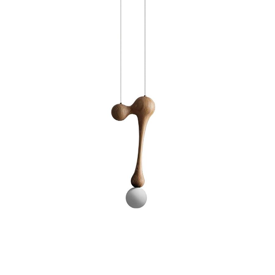 Jenna Sculptural Wood-Finish Globe Pendant Light - product view 30