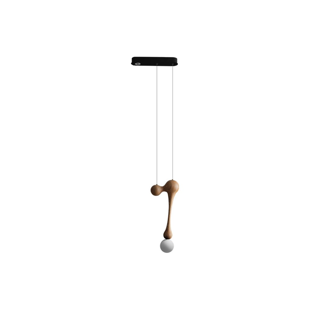 Jenna Sculptural Wood-Finish Globe Pendant Light - product view 32
