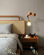 Jenna Sculptural Wood-Finish Globe Pendant Light - product view 41