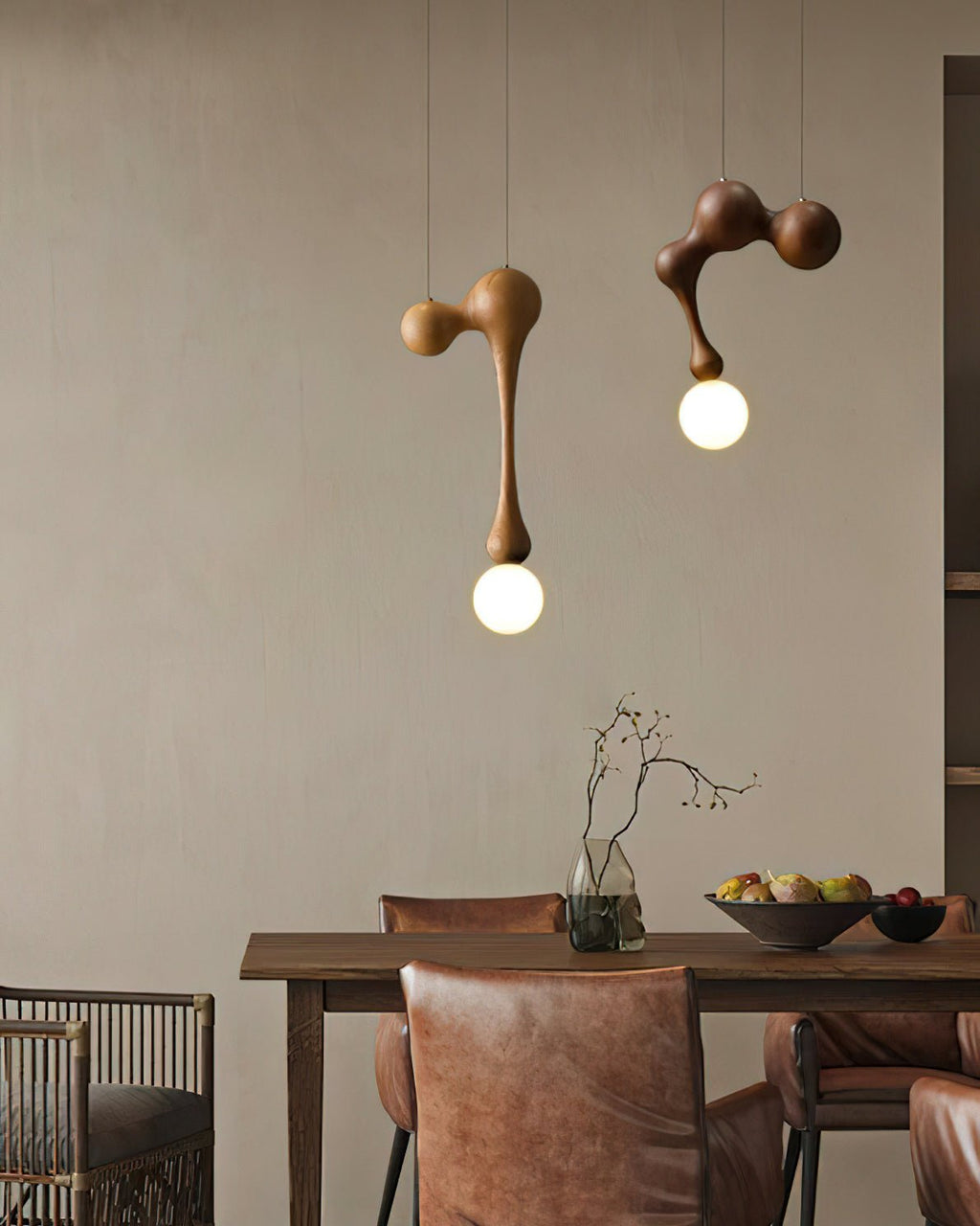 Jenna Sculptural Wood-Finish Globe Pendant Light - product view 44