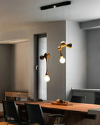 Jenna Sculptural Wood-Finish Globe Pendant Light - product view 48