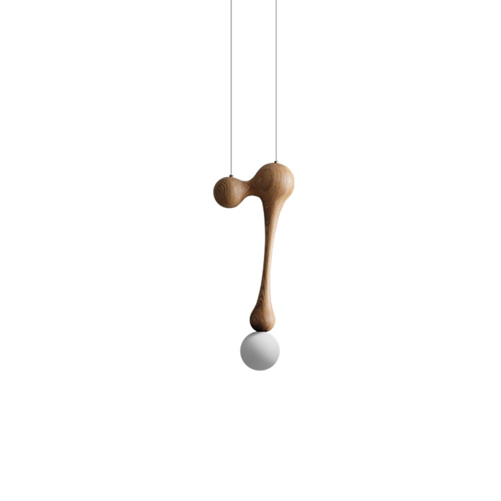 Jenna Sculptural Wood-Finish Globe Pendant Light - product view 50