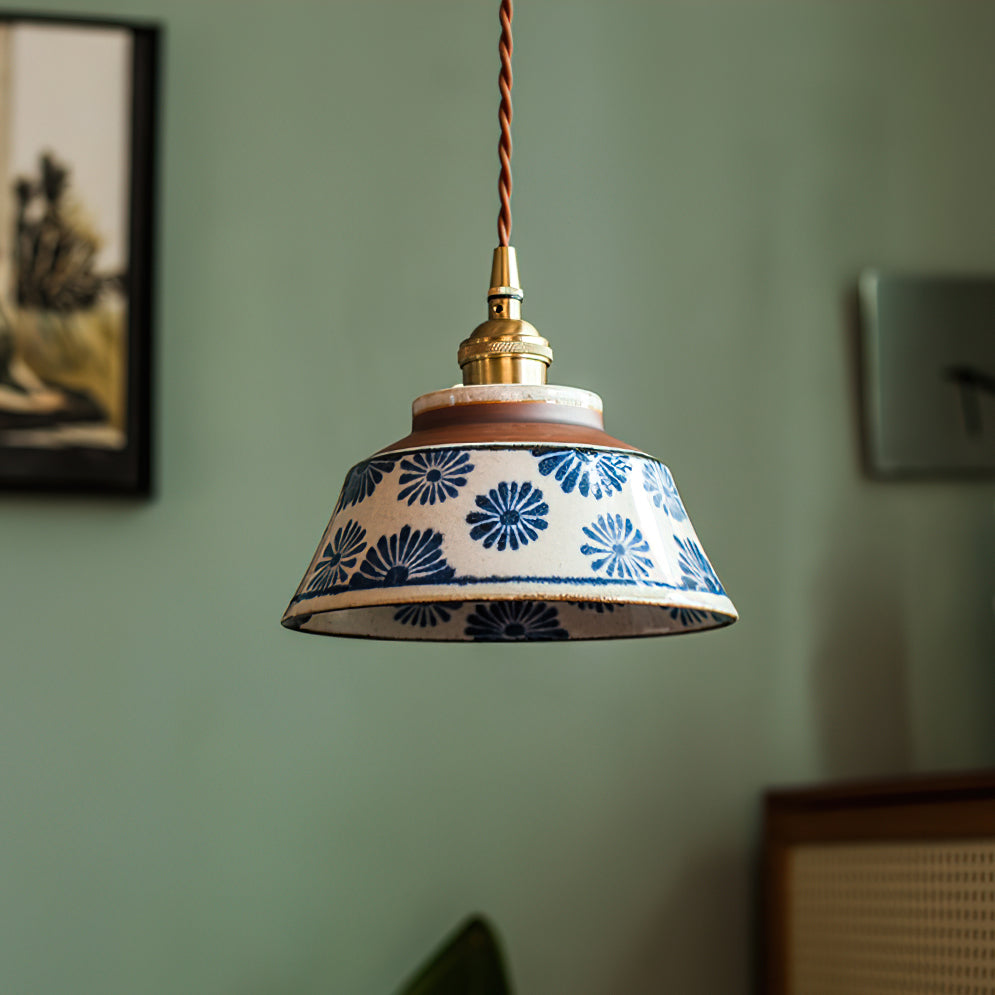 Kikyo Pendant Lamp — Brass & Blue