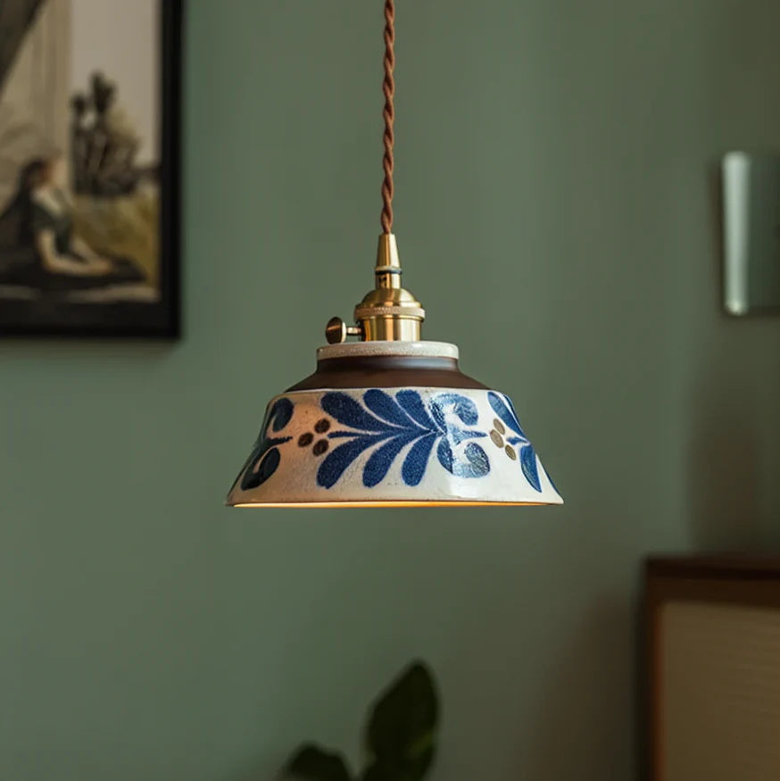 Kikyo Pendant Lamp — Brass & Blue