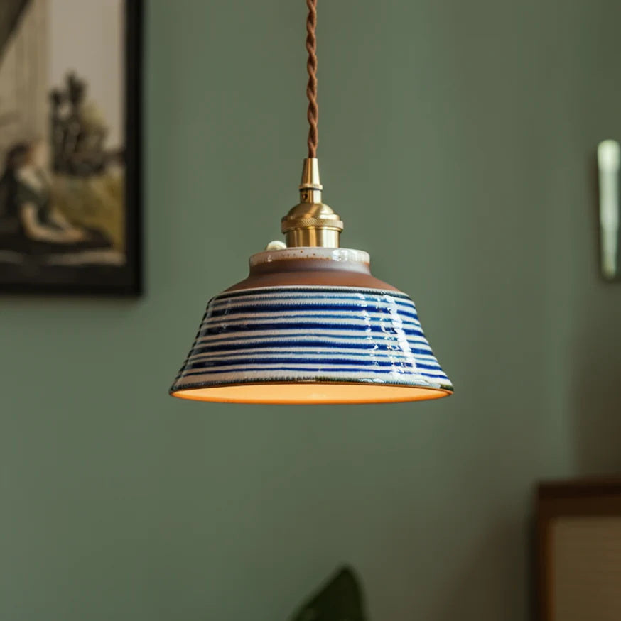 Kikyo Pendant Lamp — Brass & Blue