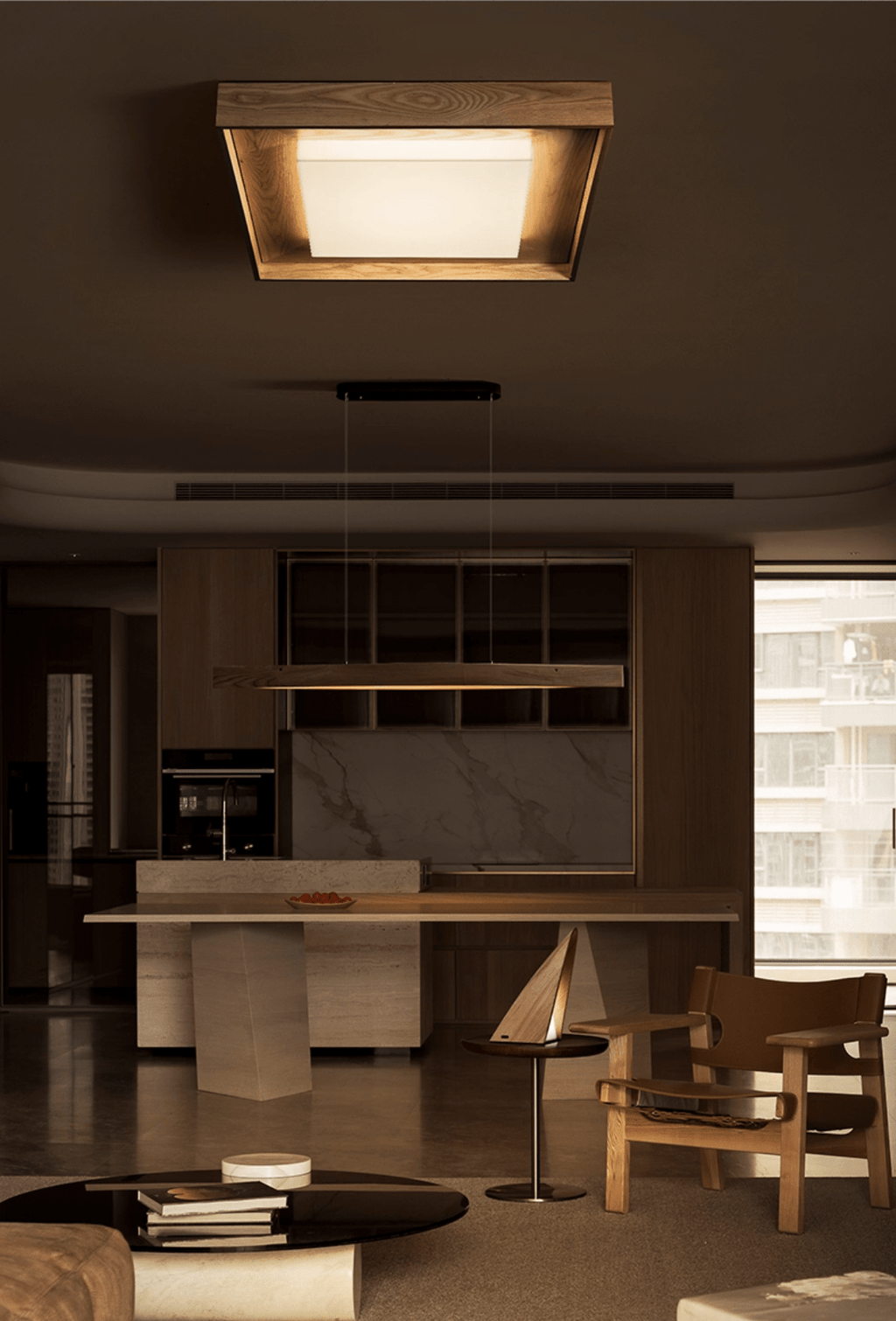 Kurin Wood Frame LED Ceiling Light - product view 25