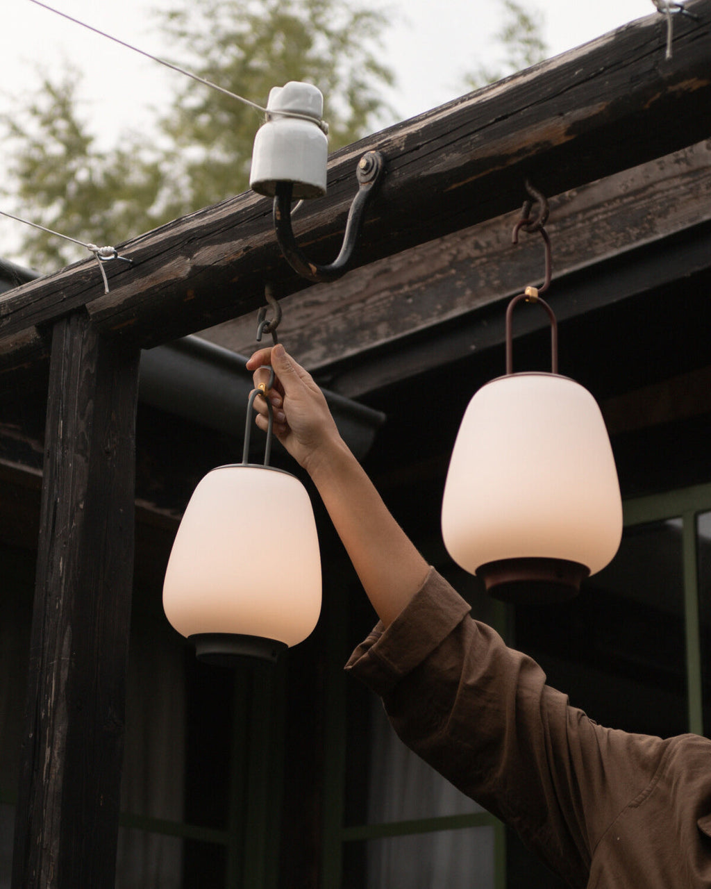 Liora Black Glass Rechargeable Lantern Lamp — product, finish and specification view 3