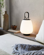 Liora Black Glass Rechargeable Lantern Lamp — product, finish and specification view 8