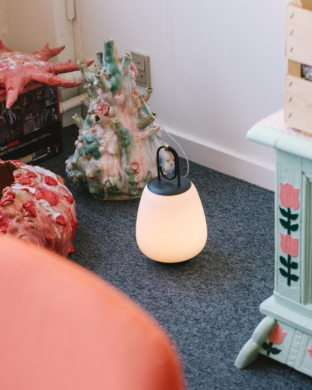 Liora Black Glass Rechargeable Lantern Lamp — product, finish and specification view 11