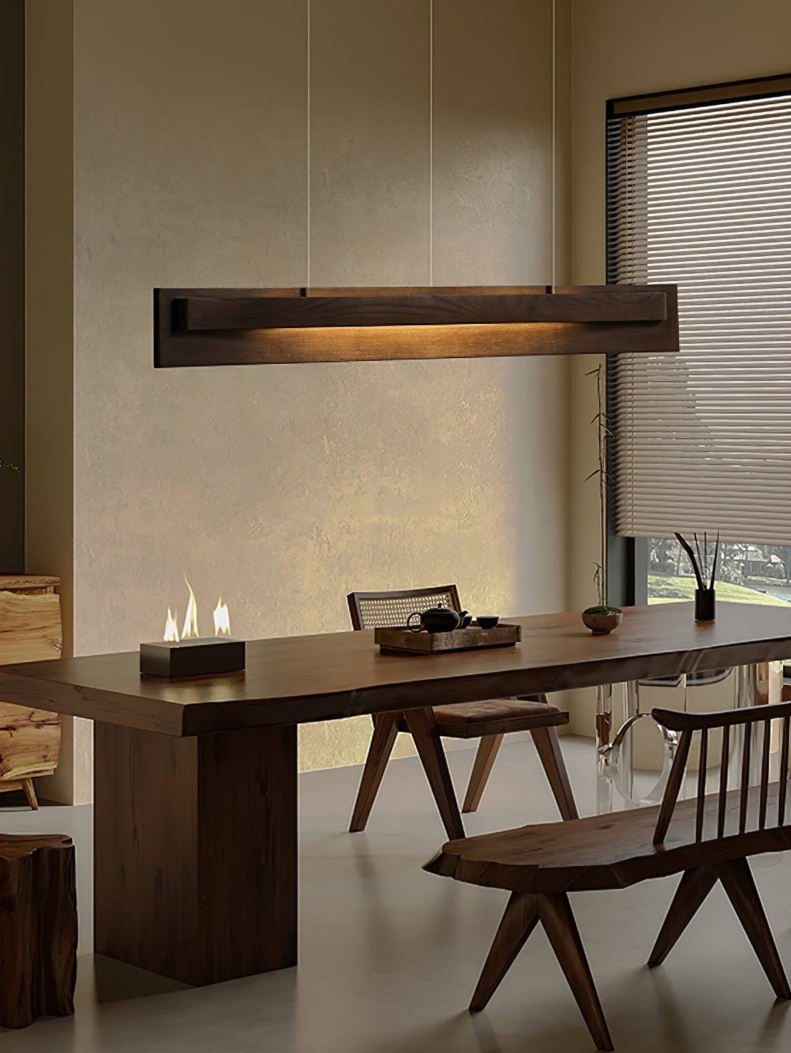 Lucien Linear Pendant Lamp — product and interior detail 7