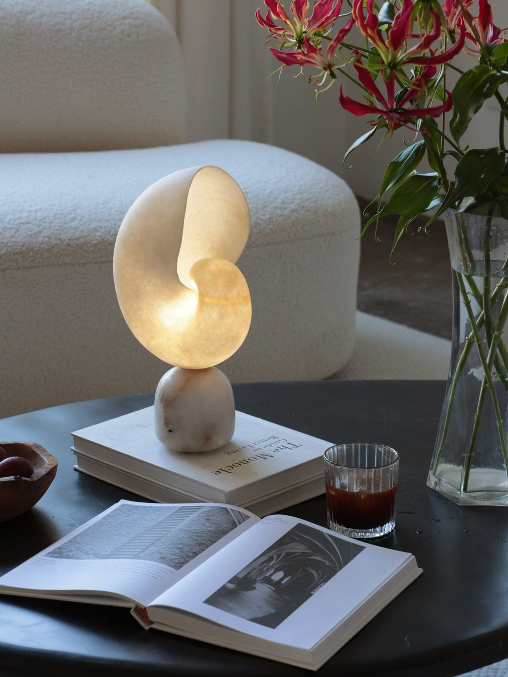 Lumora Alabaster Shell LED Table Lamp – table lamp view 2